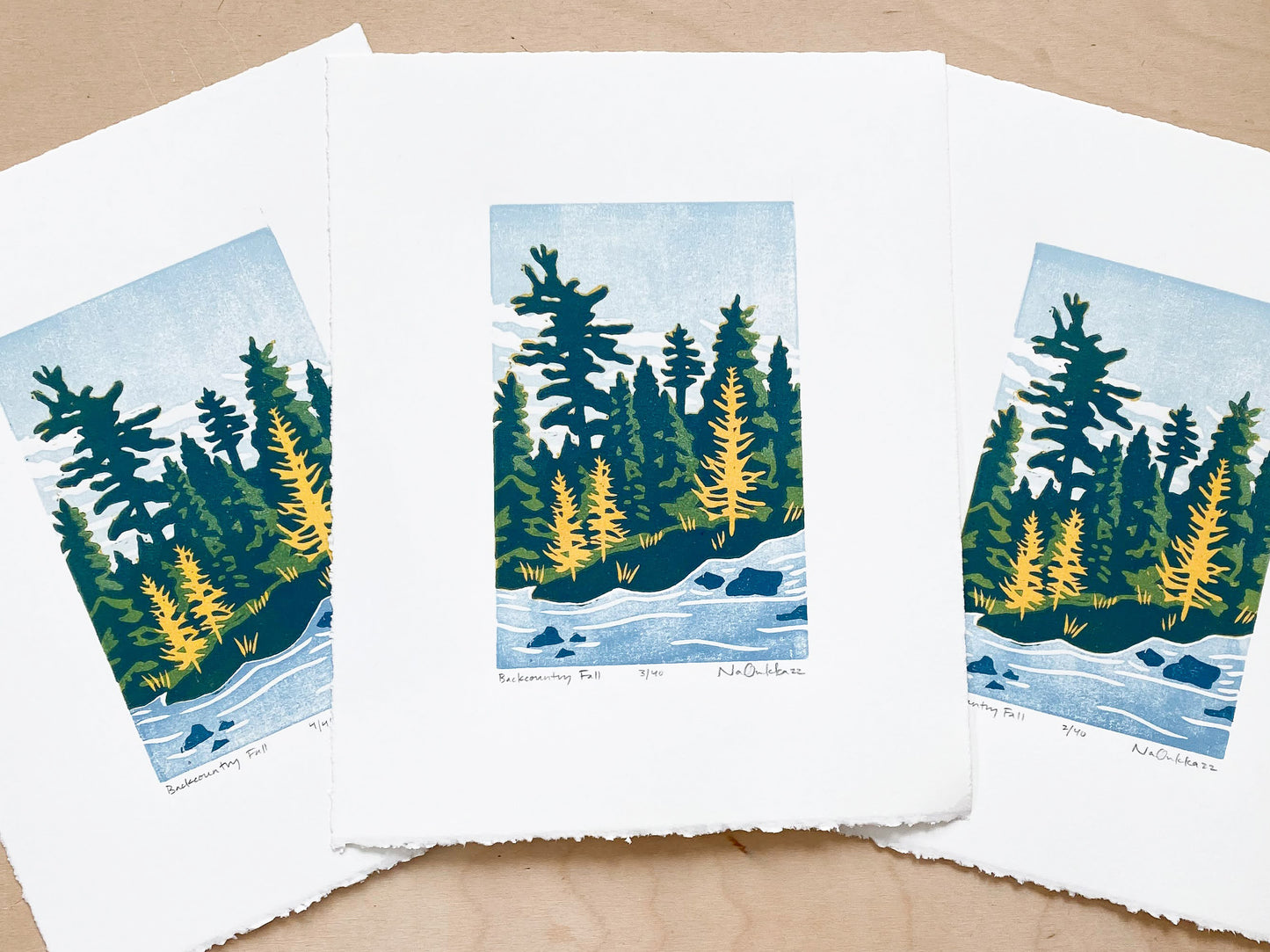 Backcountry Fall Woodcut Print