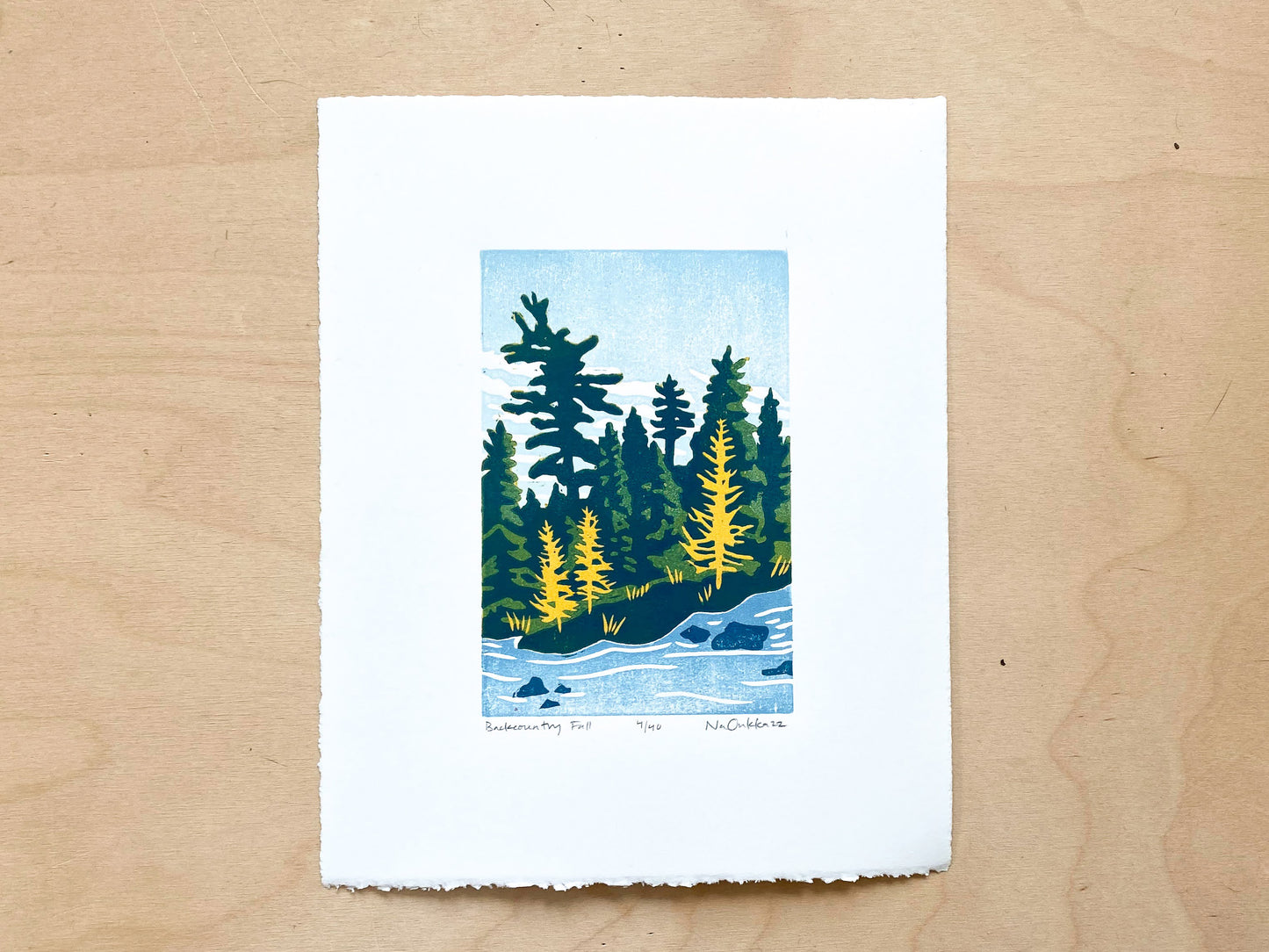 Backcountry Fall Woodcut Print