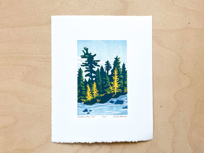 Backcountry Fall Woodcut Print