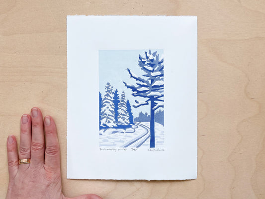 Backcountry Winter Woodcut Print