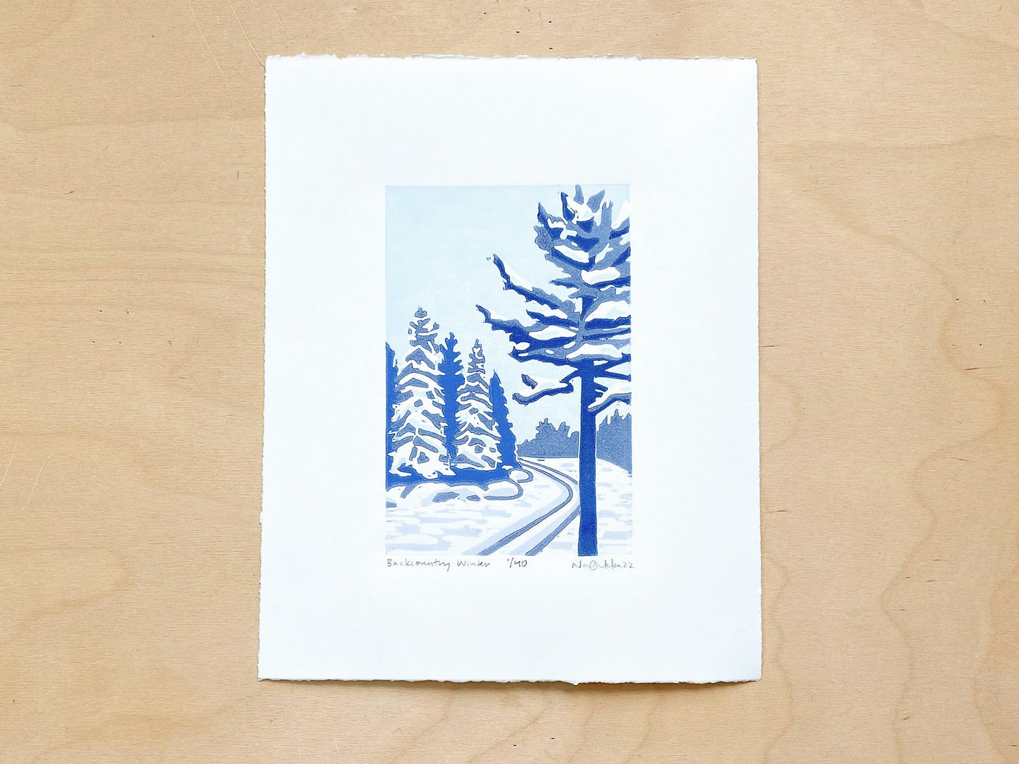 Backcountry Winter Woodcut Print