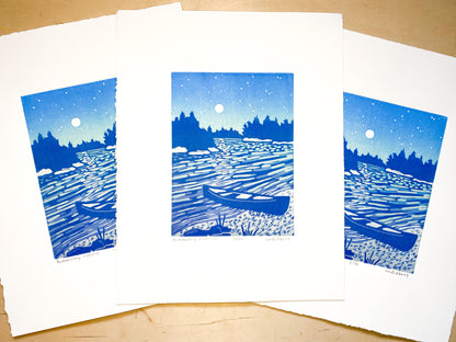 Backcountry Moonrise Woodcut Print