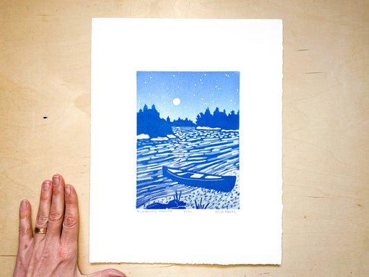 Backcountry Moonrise Woodcut Print