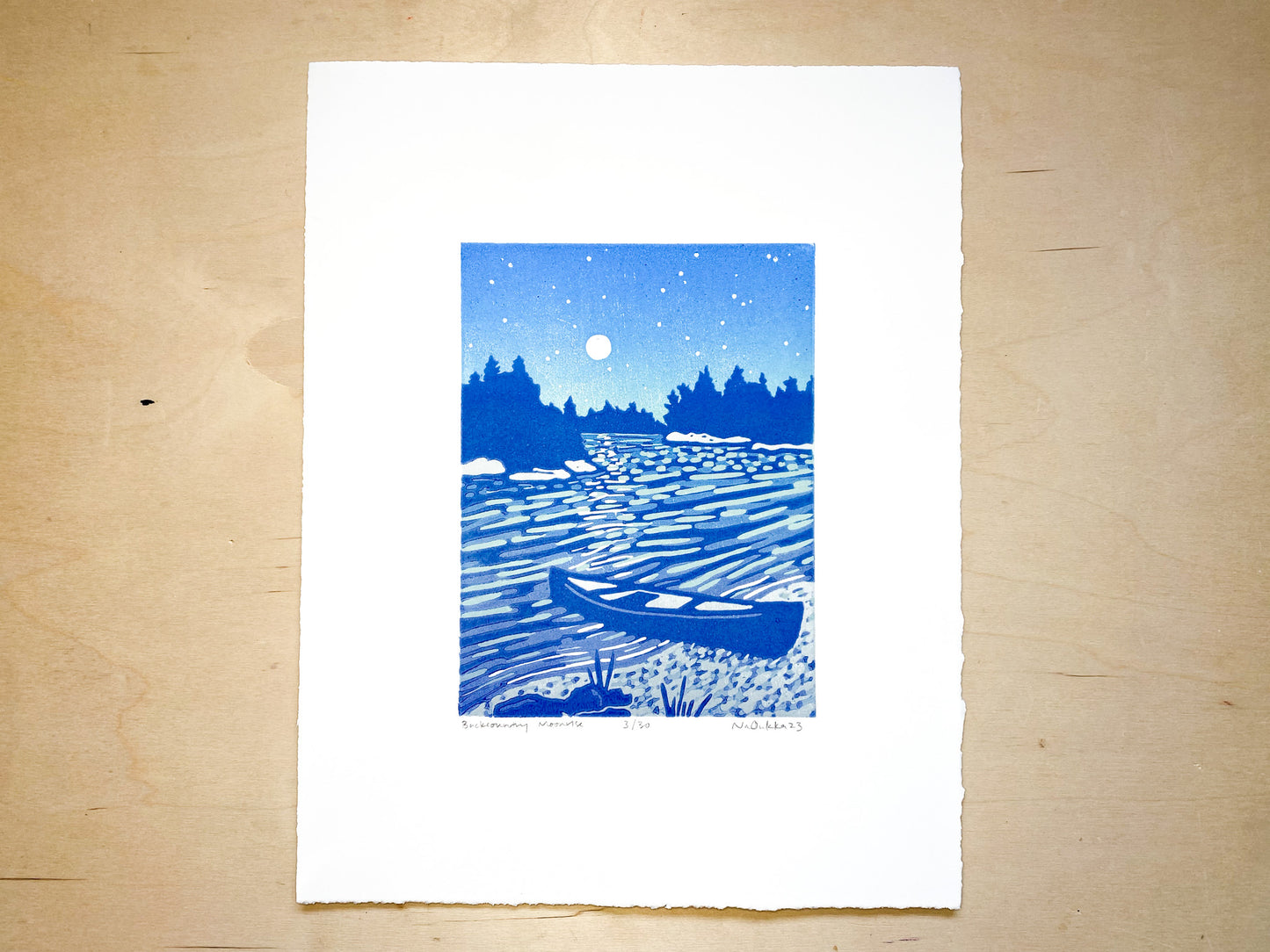 Backcountry Moonrise Woodcut Print