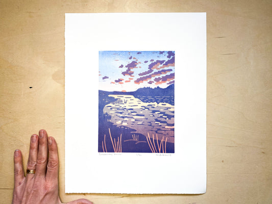 Backcountry Sunrise Woodcut Print