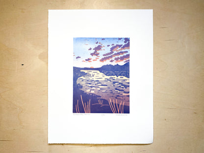 Backcountry Sunrise Woodcut Print