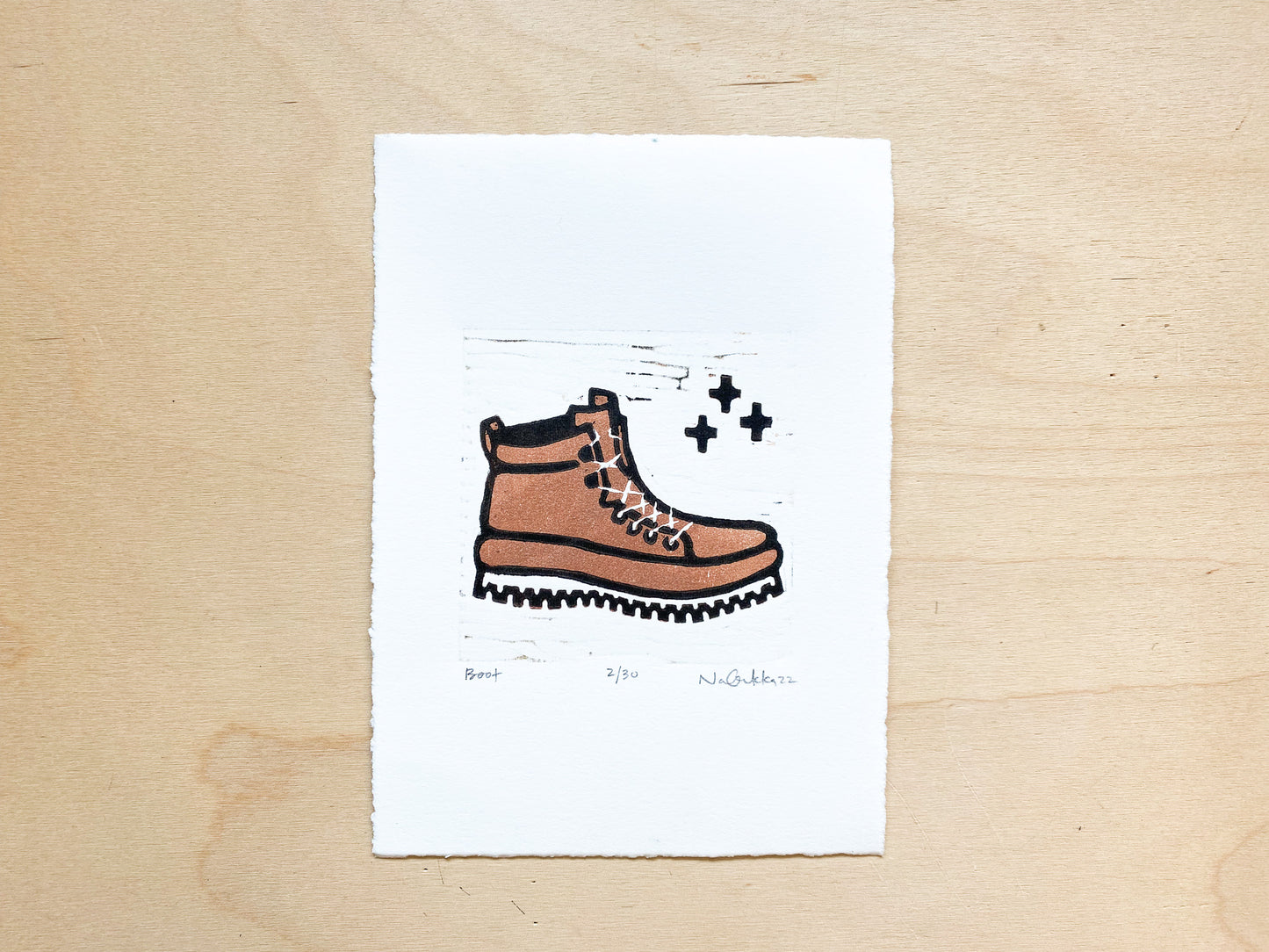 Boot Woodcut Print