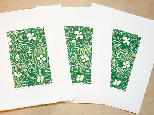 Bunchberries Woodcut Print