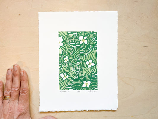 Bunchberries Woodcut Print