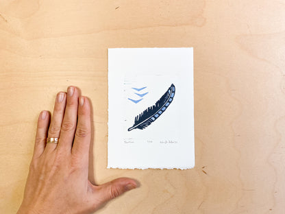 Feather Woodcut Print