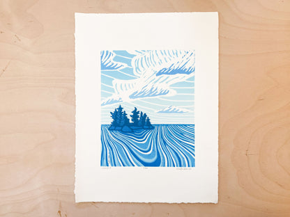 Island Diptych Woodcut Print