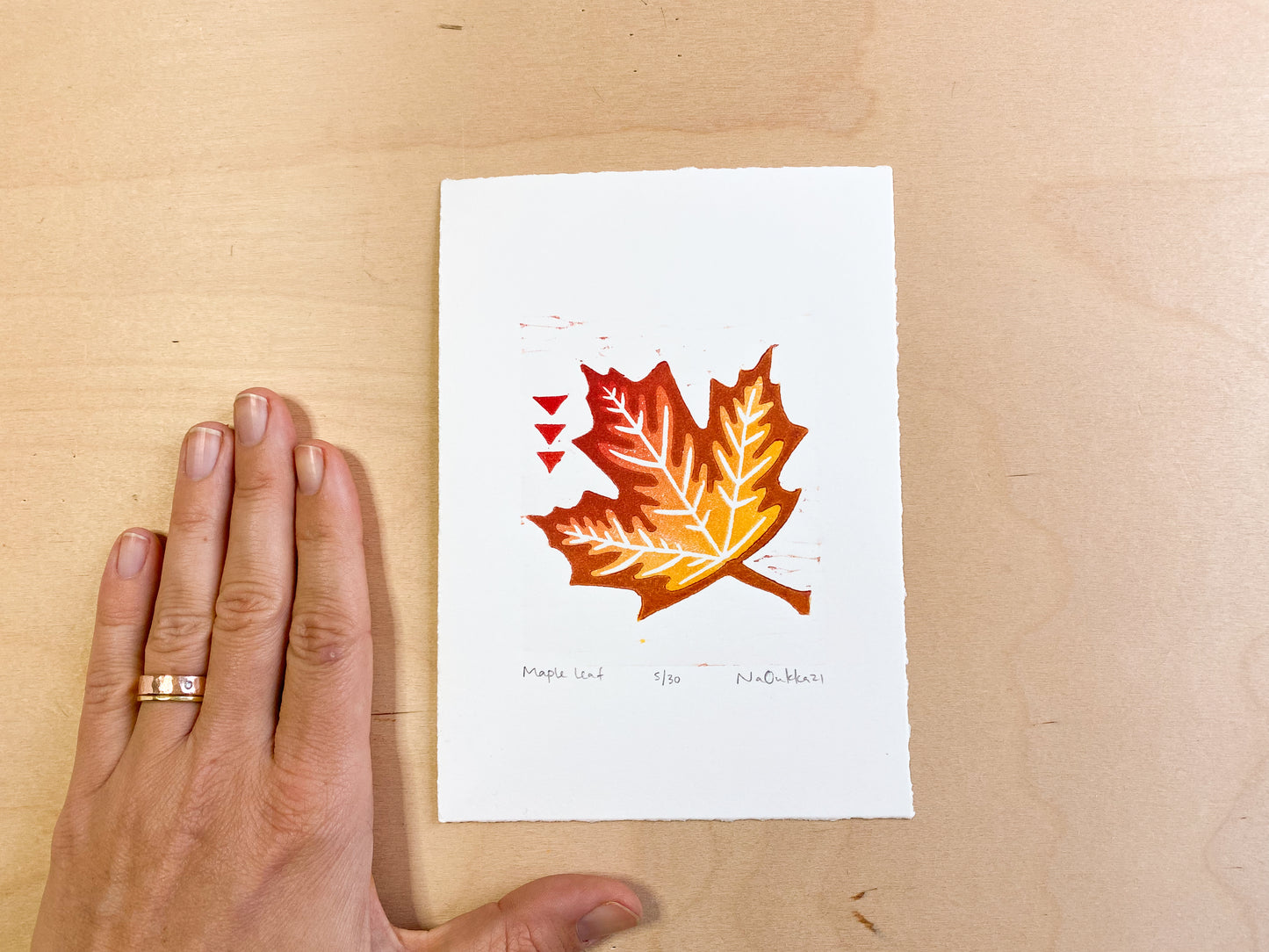 Maple Leaf Woodcut Print