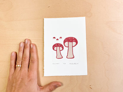 Mushroom Woodcut Print