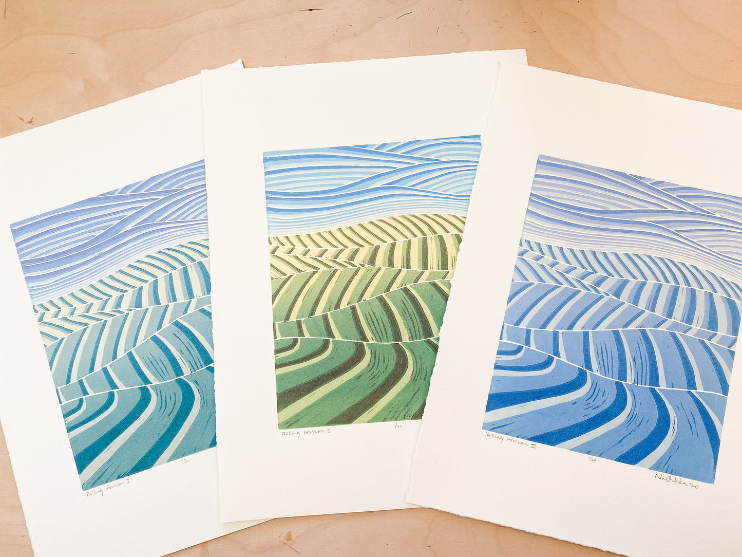 Rolling Horizon Series Woodcut Print