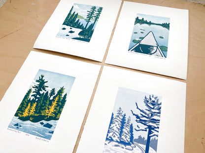 Backcountry Fall Woodcut Print