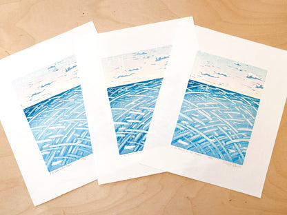 I Go Down to the Shore Woodcut Print