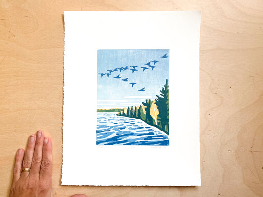 Steady On Woodcut Print